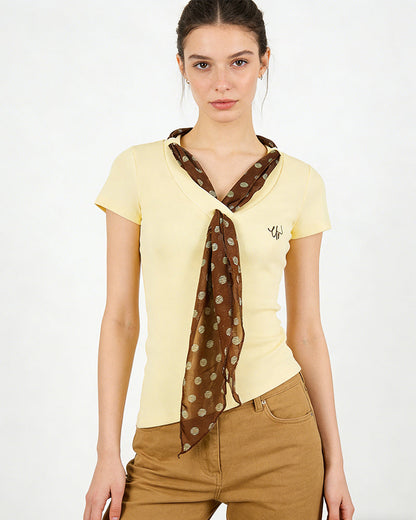 Scarf Detail Fitted Tee