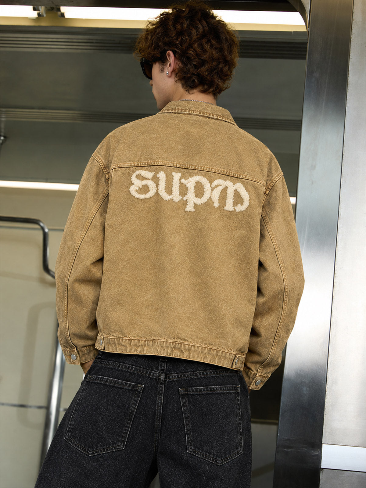Scorpion Embroidered Washed Distressed Denim Jacket
