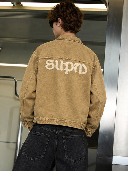 Scorpion Embroidered Washed Distressed Denim Jacket