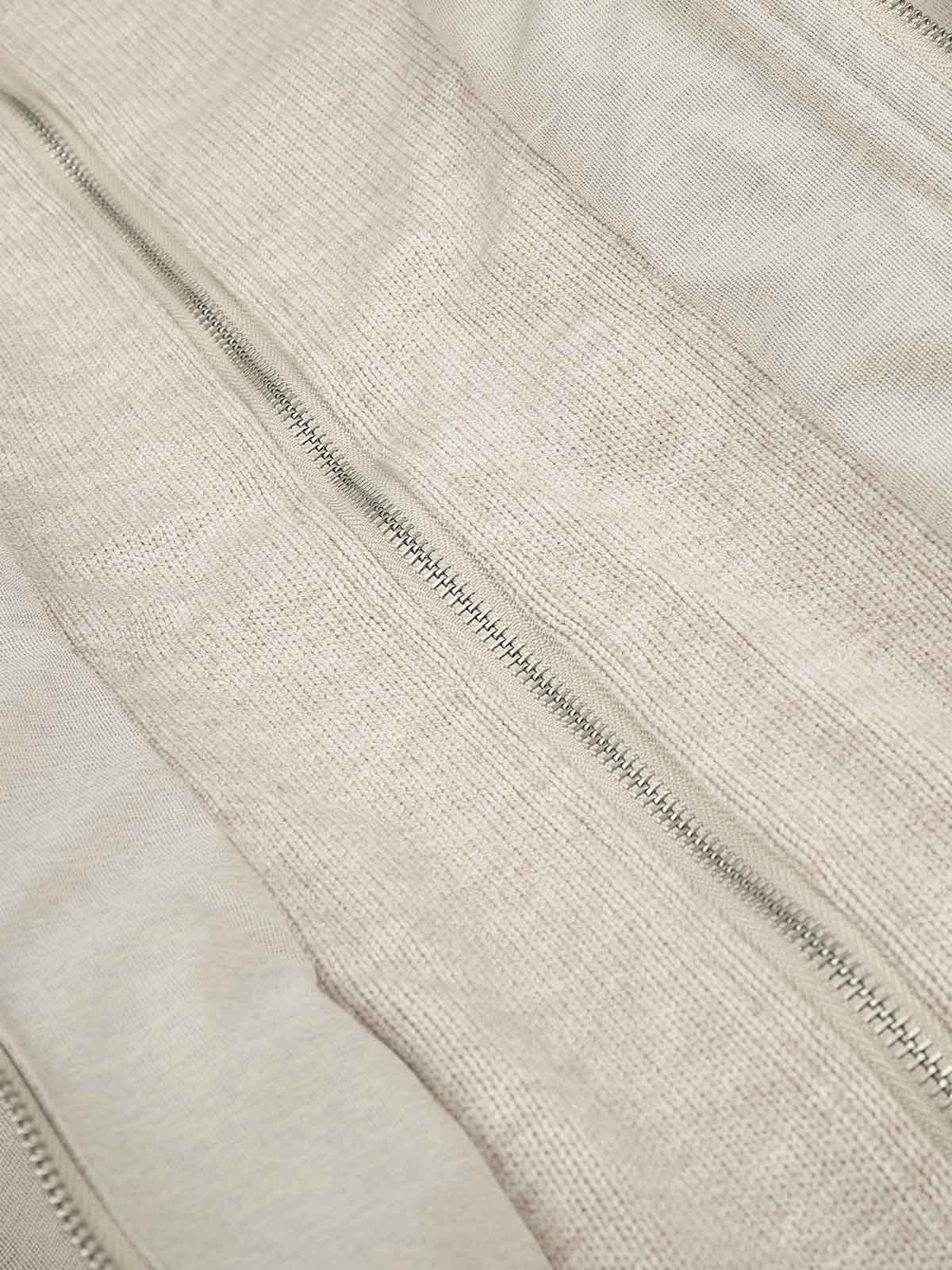 Deconstructed Layered Hooded Faux-Fur Collar Puffer Jacket; Beige / S, Beige / M, Beige / L, Beige / XL