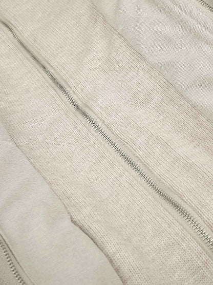 Deconstructed Layered Hooded Faux-Fur Collar Puffer Jacket; Beige / S, Beige / M, Beige / L, Beige / XL