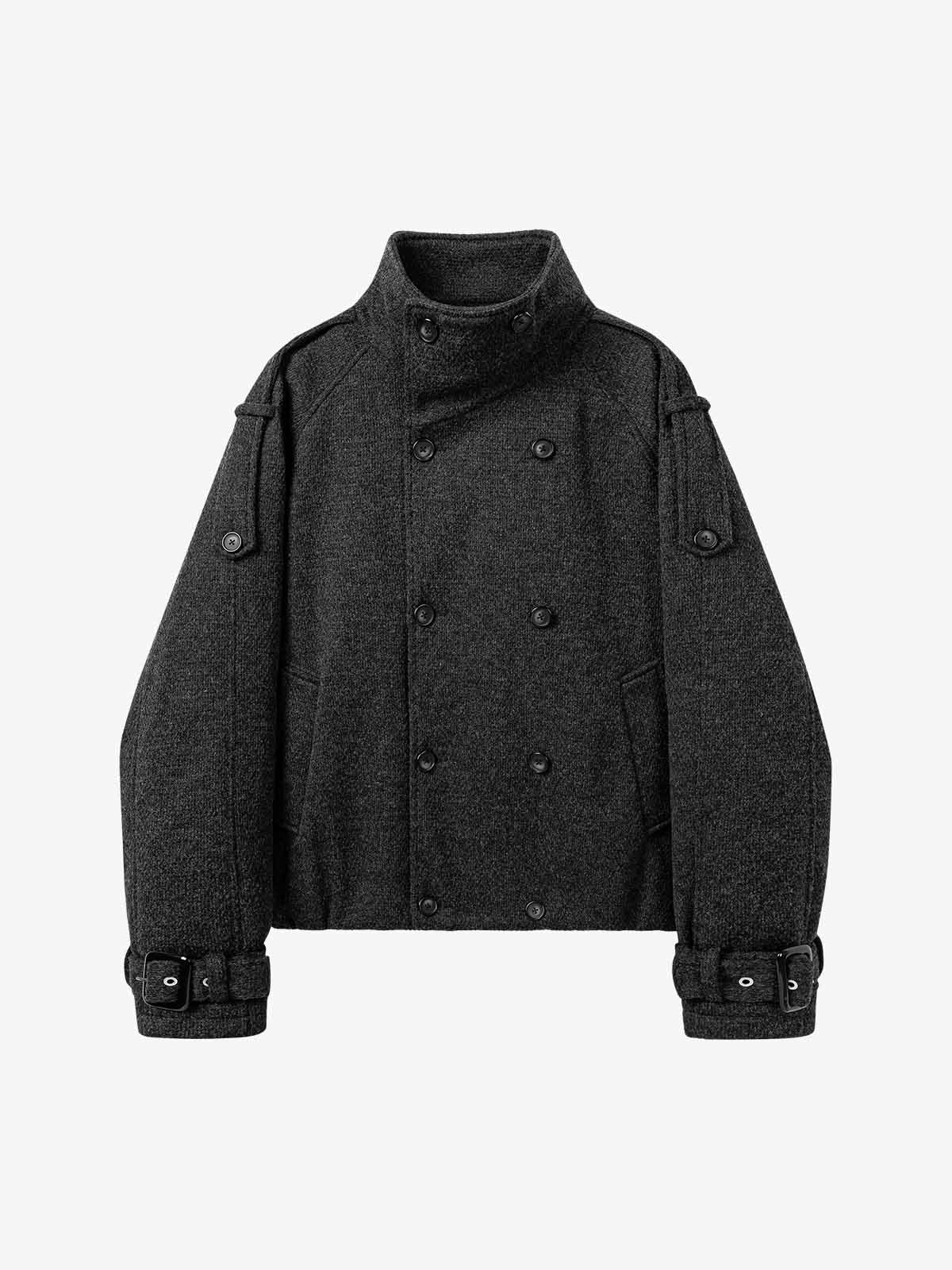 Double-Breasted Stand-Collar Jacket; Black / M, Black / L, Black / XL, Black / 2XL