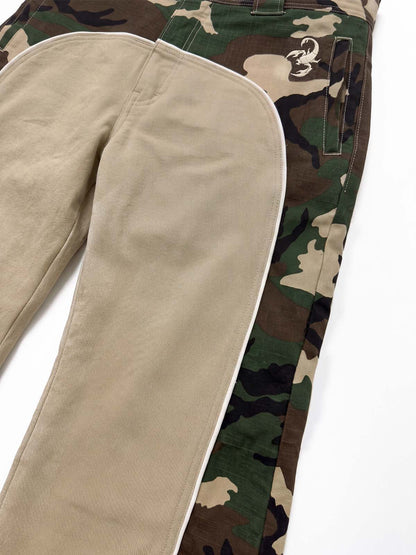 Camo Patchwork Flared Pants