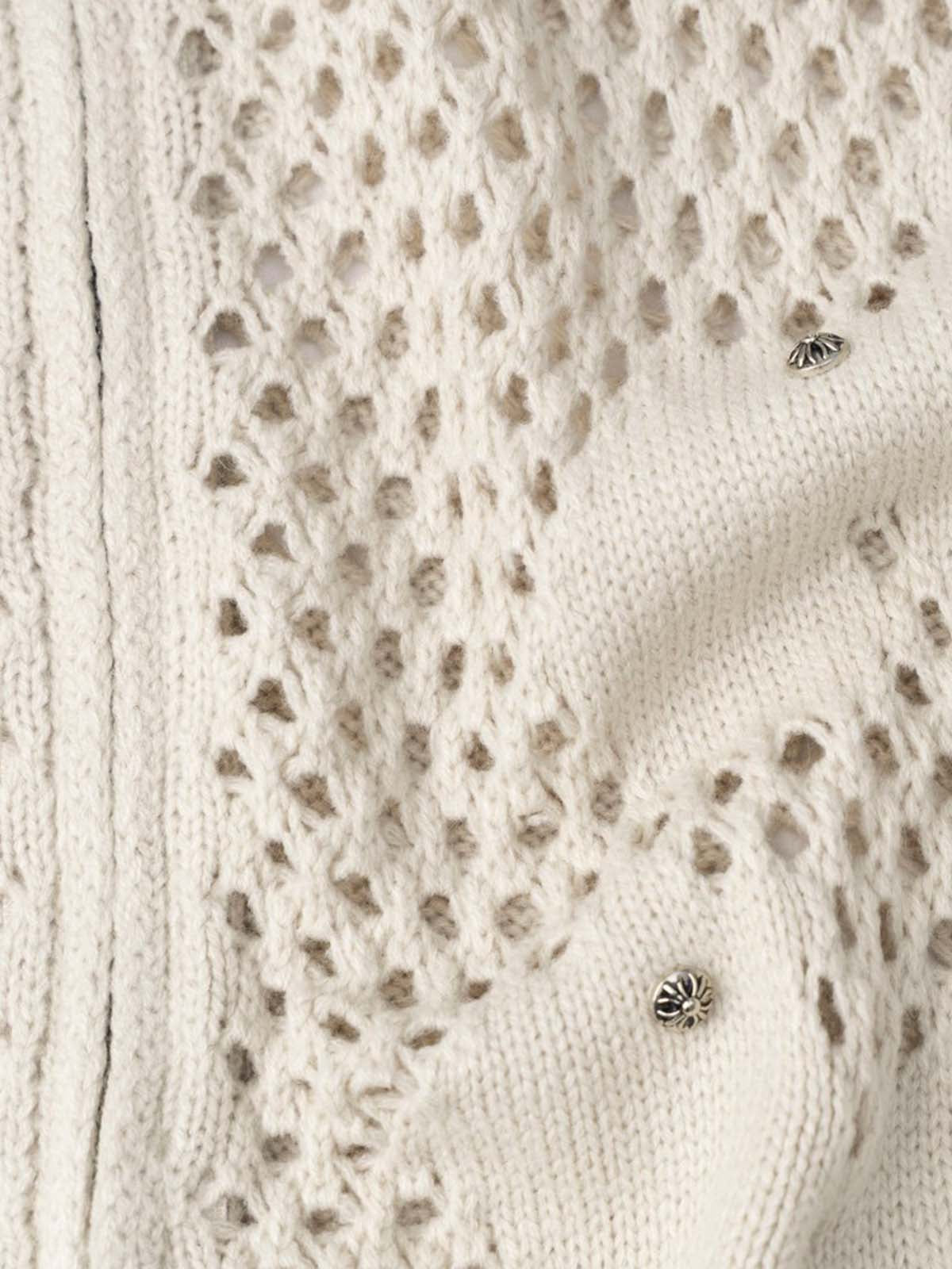Knit Mesh Studded Boxy Zip-Up Hoodie; Beige / S, Beige / M, Beige / L, Beige / XL