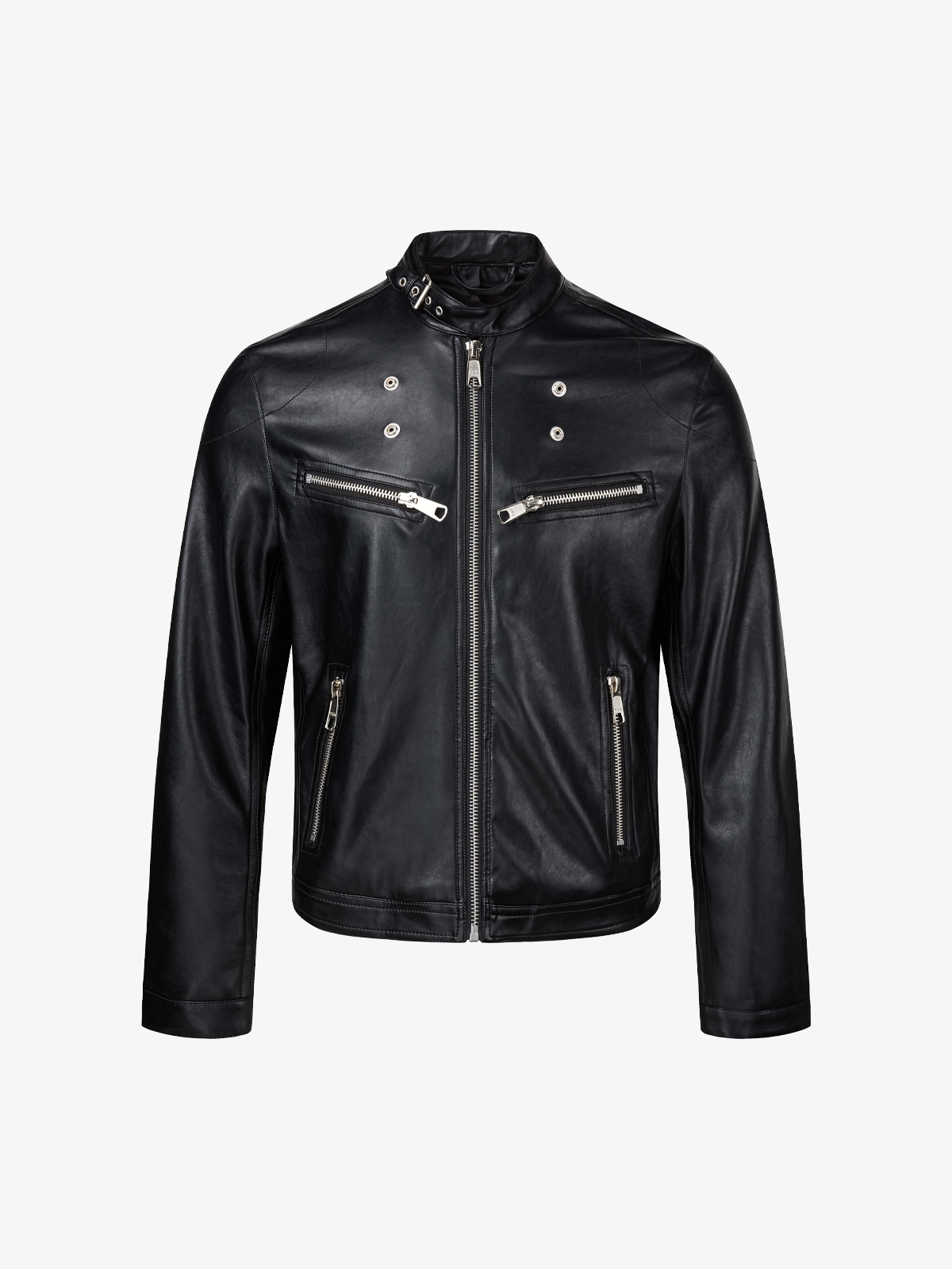 Multi-Zip Faux Leather Biker Jacket