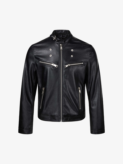 Multi-Zip Faux Leather Biker Jacket