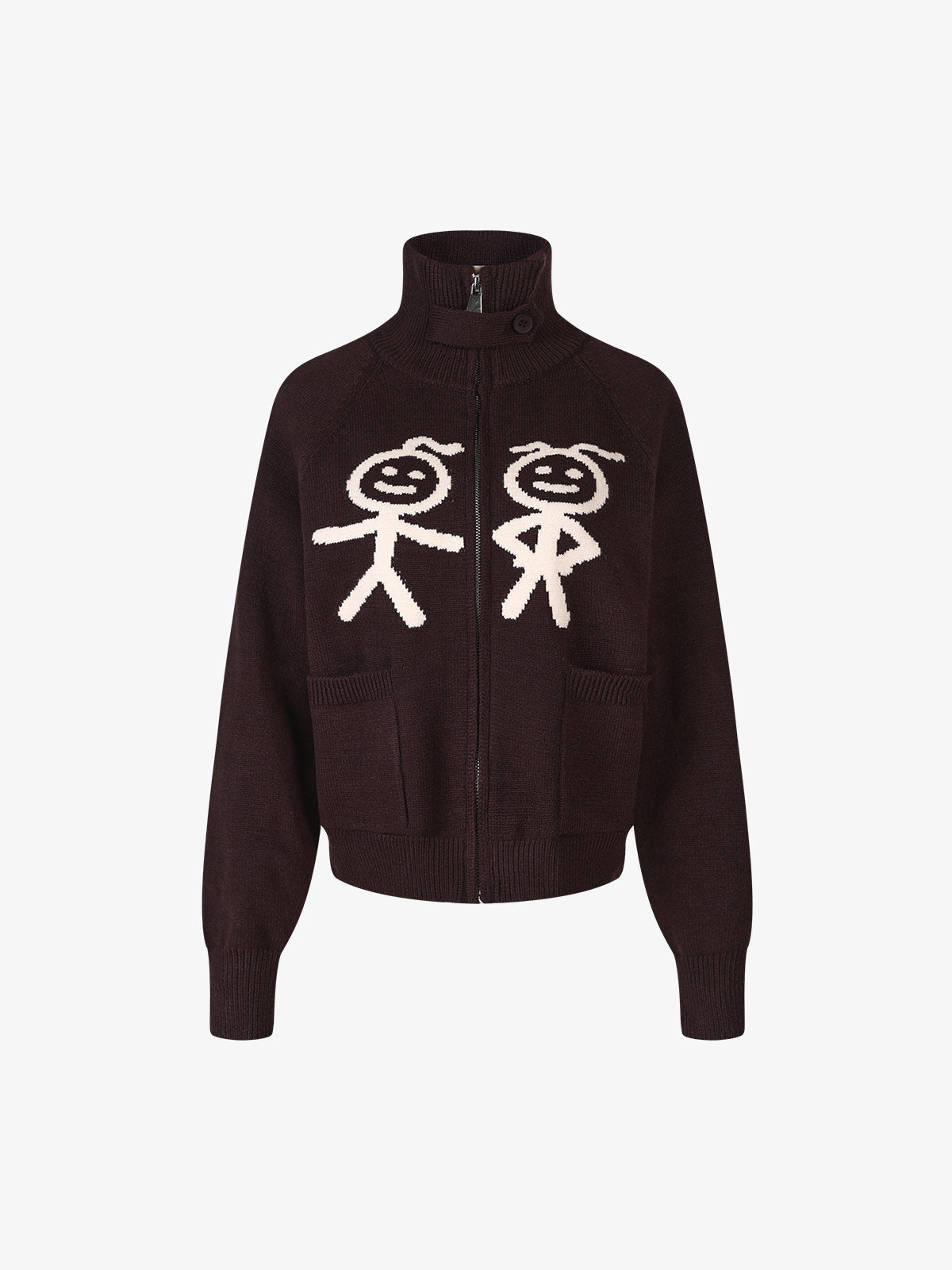 Stick Figure Jacquard Cardigan