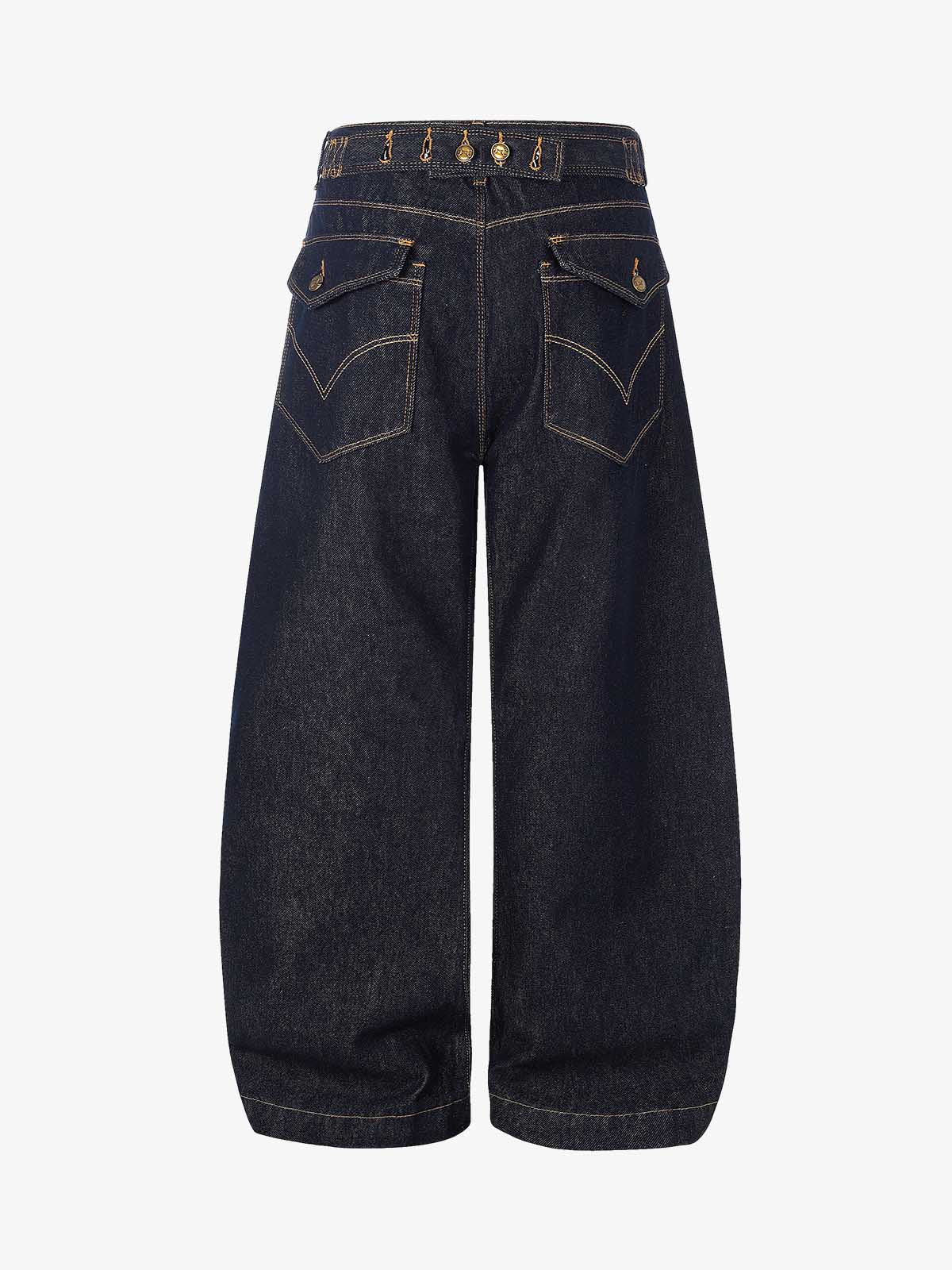 Raw Denim Straight-Leg Jeans