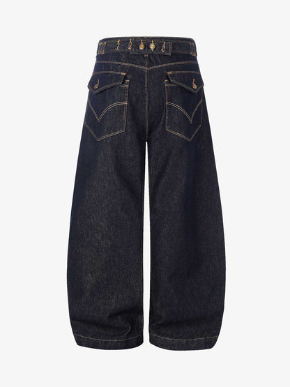 Raw Denim Straight-Leg Jeans