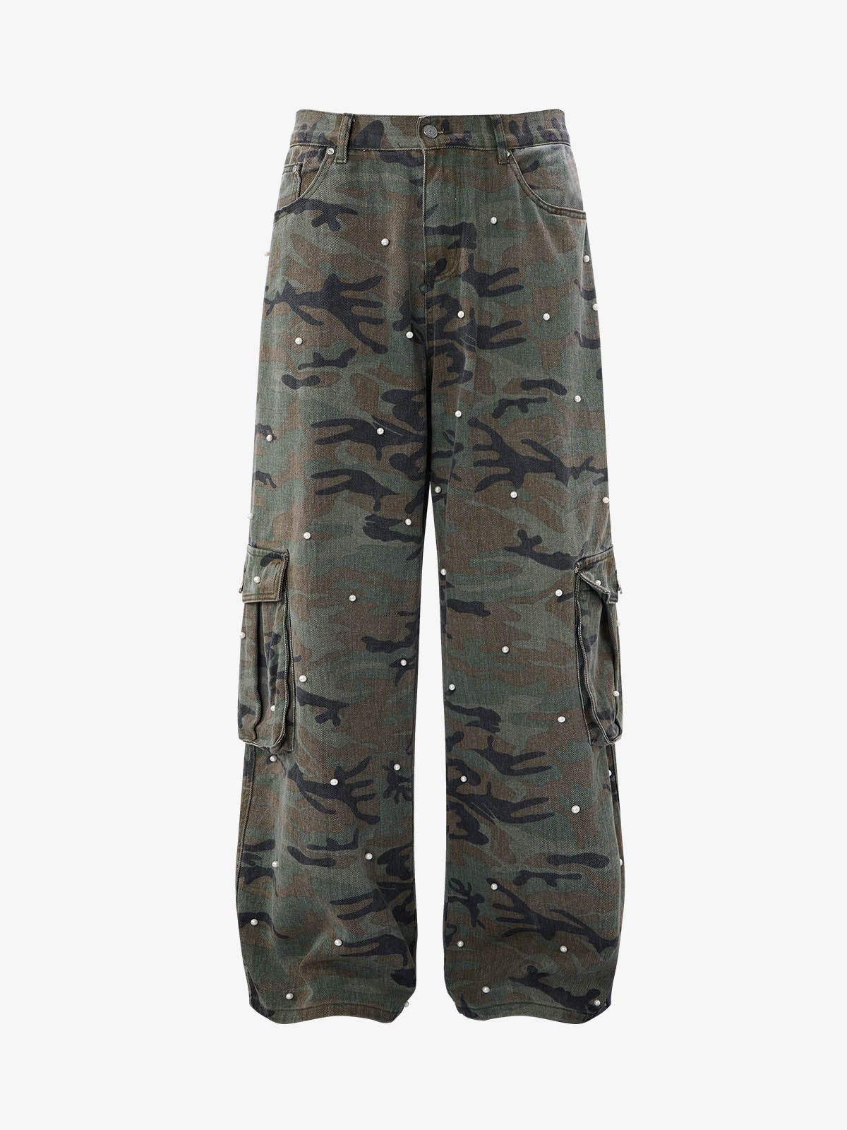Camo Beaded Cargo Pants
