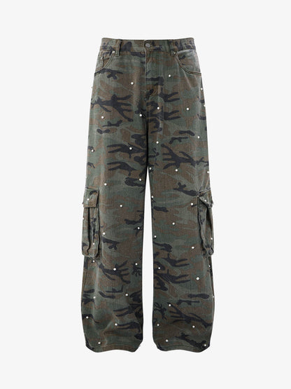 Camo Beaded Cargo Pants
