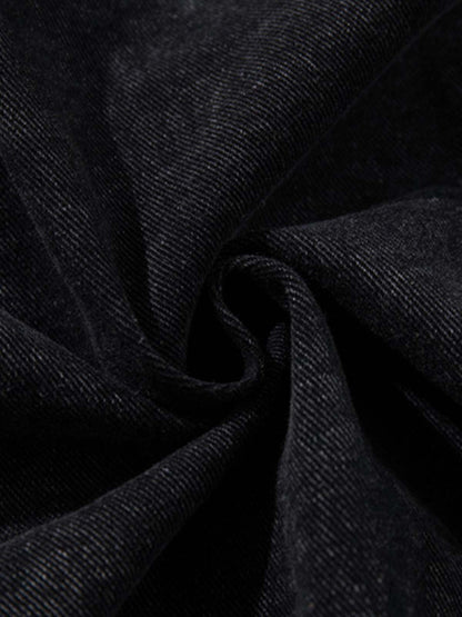 Denim Hoodie with Metal Toggle Closure Black Oversized Sweatshirt; Black / M, Black / L, Black / XL