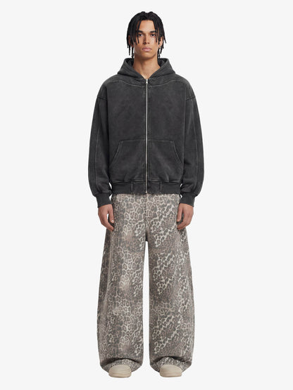 Street Leopard Camouflage Pleated Barrel Jeans - 2636; Leopard / S, Leopard / M, Leopard / L, Leopard / XL, Leopard / XXL