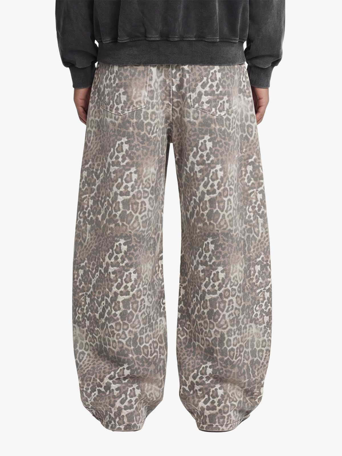 Street Leopard Camouflage Pleated Barrel Jeans - 2636; Leopard / S, Leopard / M, Leopard / L, Leopard / XL, Leopard / XXL