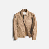 Retro Waxed Khaki Casual Jacket