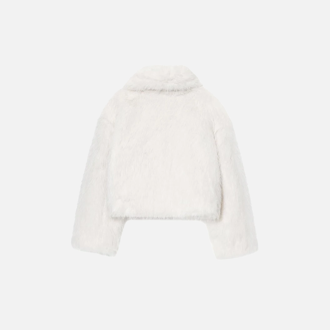 Comfortable Elegant White Faux Fur Casual Jacket