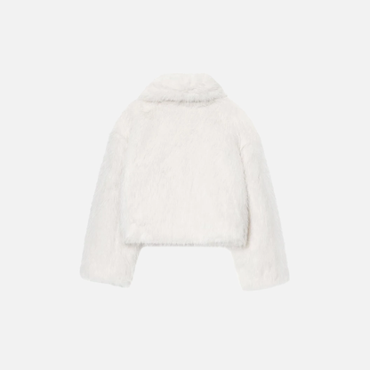Comfortable Elegant White Faux Fur Casual Jacket