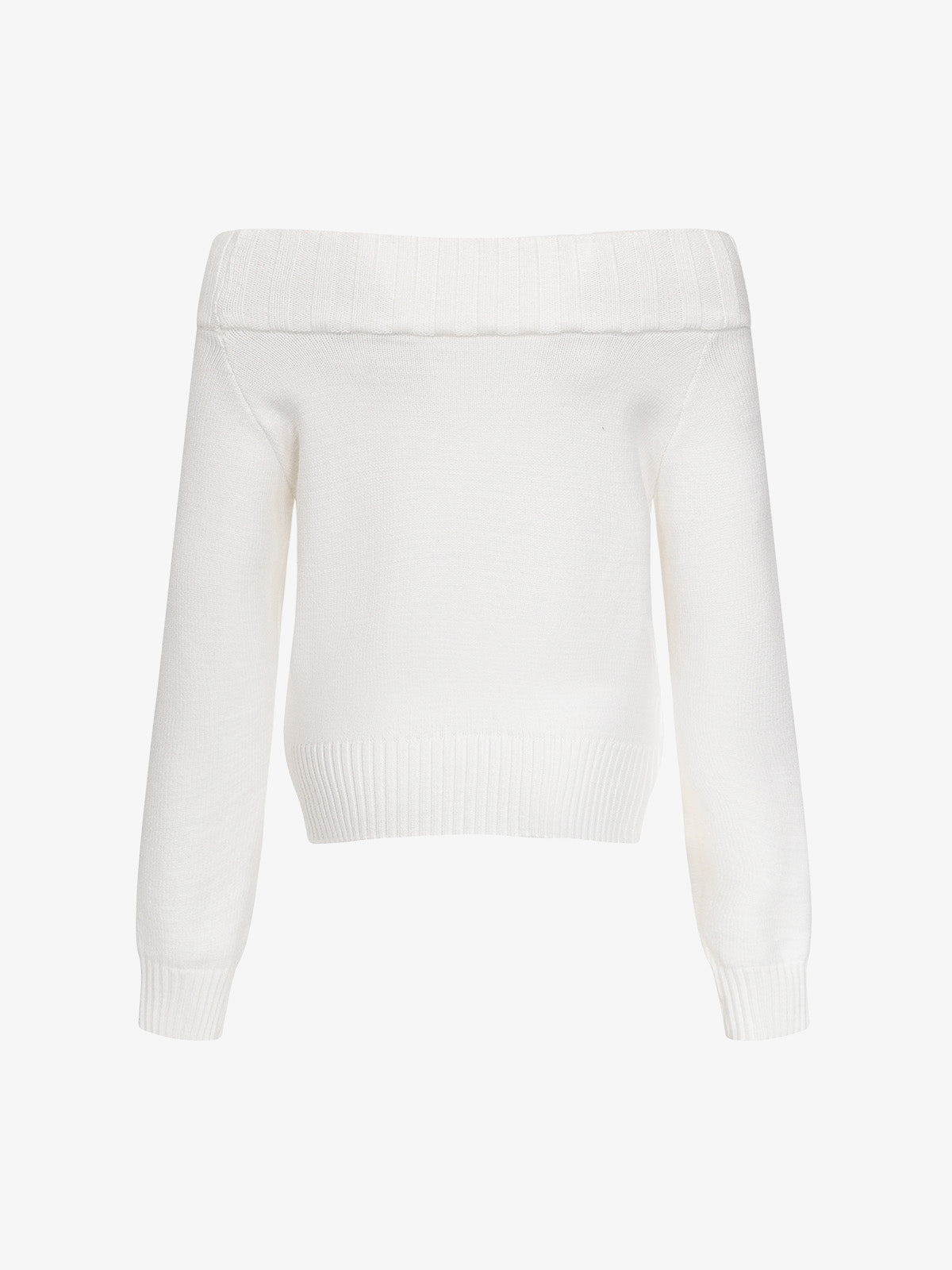 "76" Print Off-Shoulder Sweater; White / S, White / M, White / L