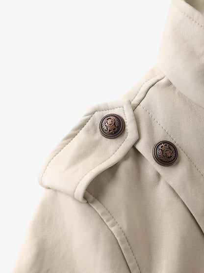 Napoleon Faux Leather Jacket; Apricot / S, Apricot / M, Apricot / L