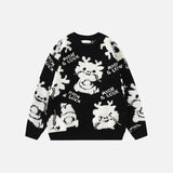 Knitted Cute Dragon Print Sweater