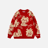 Knitted Cute Dragon Print Sweater