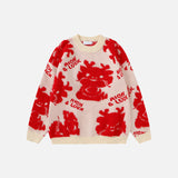 Knitted Cute Dragon Print Sweater