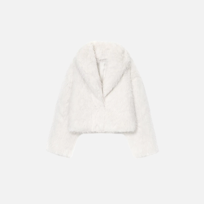 Comfortable Elegant White Faux Fur Casual Jacket