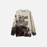 Women Fashionable Retro Letter Knitted Hip Hop Sweater