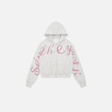 Investment Piece Rhinestone Zip Up Hooded Cotton Sweatshirt