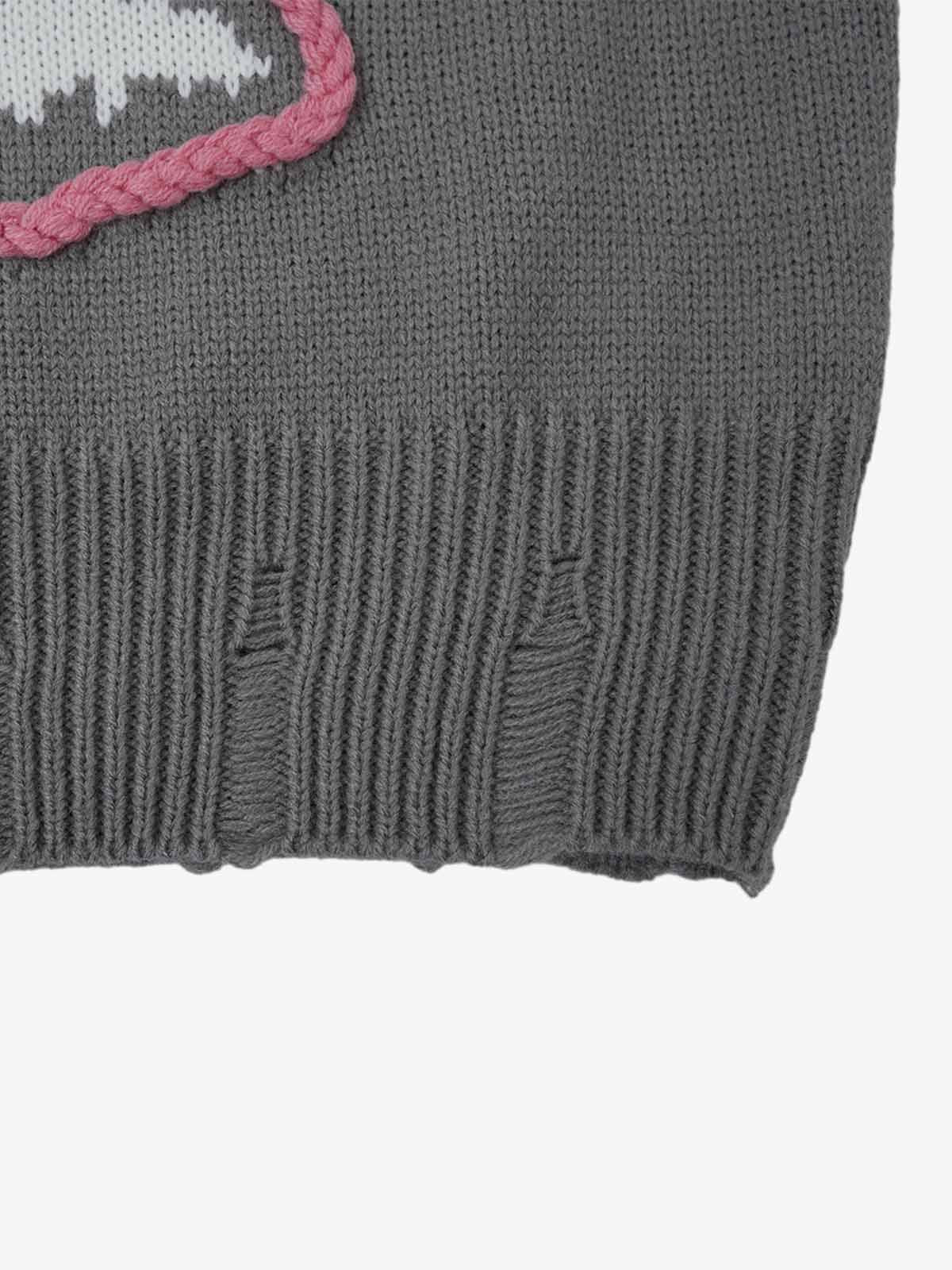 Skull Skeleton Graphic Knit Sweater; Gray / S, Gray / M, Gray / L, Gray / XL