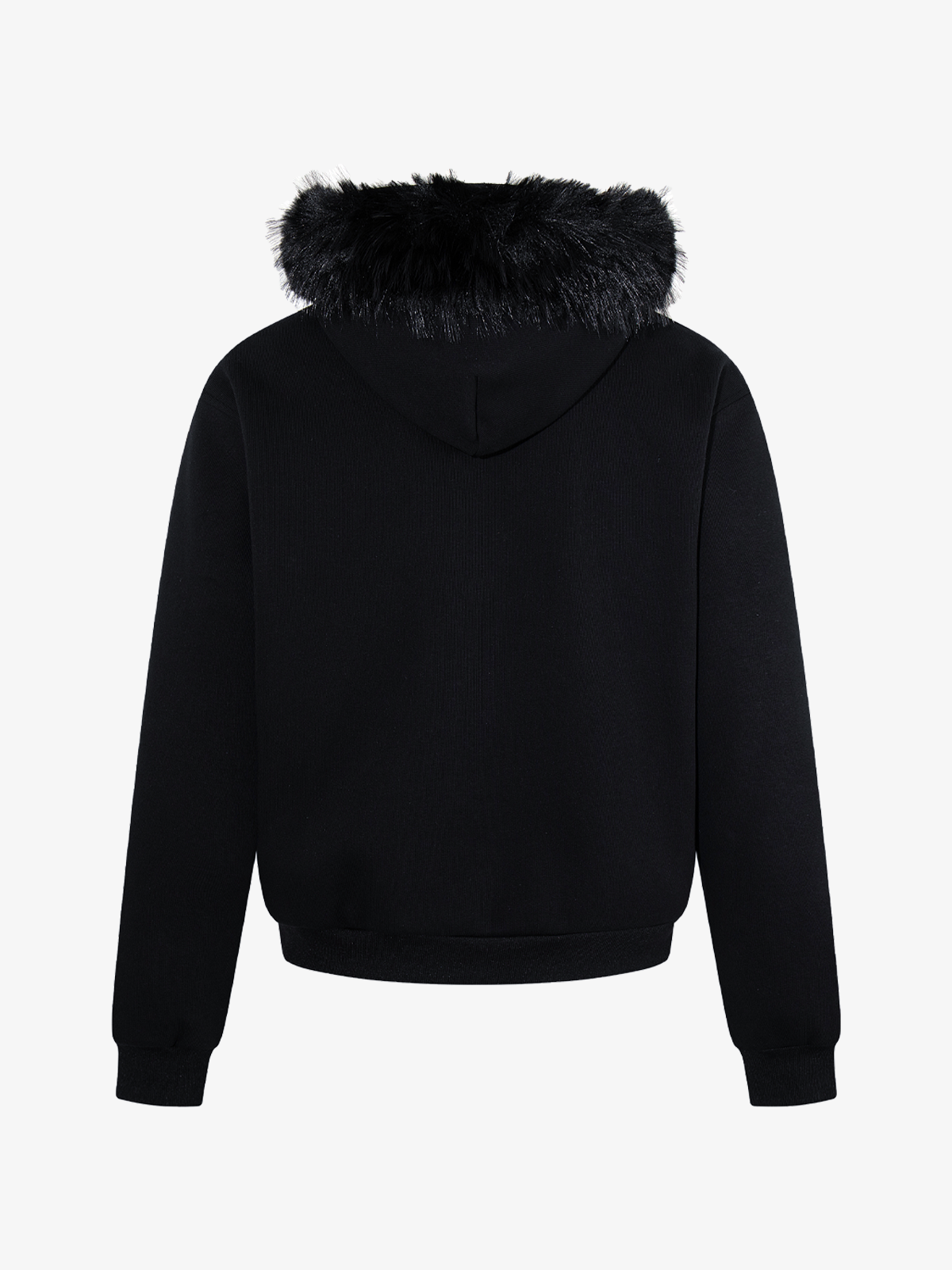 Detachable Fur Cross Zip Hoodie