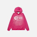 Y2K Letter Print Zip Up Hoodie