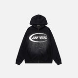 Y2K Letter Print Zip Up Hoodie