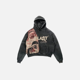 Streetwear Retro Gothic Alphabet Print Skull Hoodie