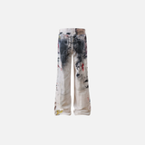 Artistic Vintage Washed Splatter Paint Jeans