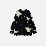 Gothic Trendy Ripped Star Hole Tattered Knit Sweater