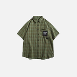 Vintage Plaid Print Short Sleeve Shirt