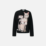 Gothic Sweet Cat Graphic Printed Long Sleeve T-Shirt