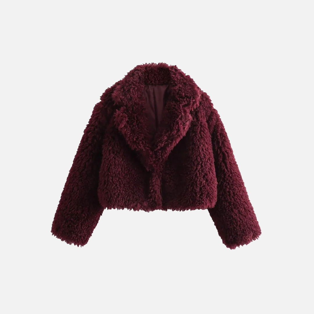 Y2K Comfortable Red Angora Faux Fur Jacket