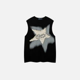 Y2K Cool Oversized Star Patchwork Sleevless T-Shirt