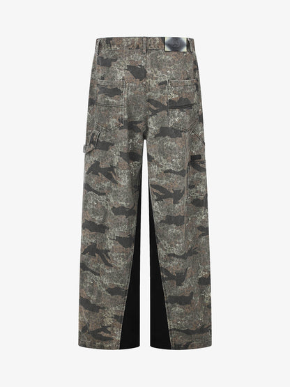 Leopard Camo Patchwork Cargo Pants; Forest Camouflage / S, Forest Camouflage / M, Forest Camouflage / L, Forest Camouflage / XL