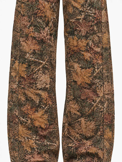Maple Leaf Embroidered 3D Graphic Baggy Pants