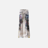 Artistic Vintage Washed Splatter Paint Jeans