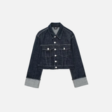 Vintage Chic Blue Lapel Neck Denim Jacket