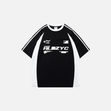 Y2K Graphic Patchwork Racing Cotton T-Shirt