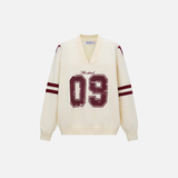 Casual Retro Letter Print Knitted V-Neck Sweater