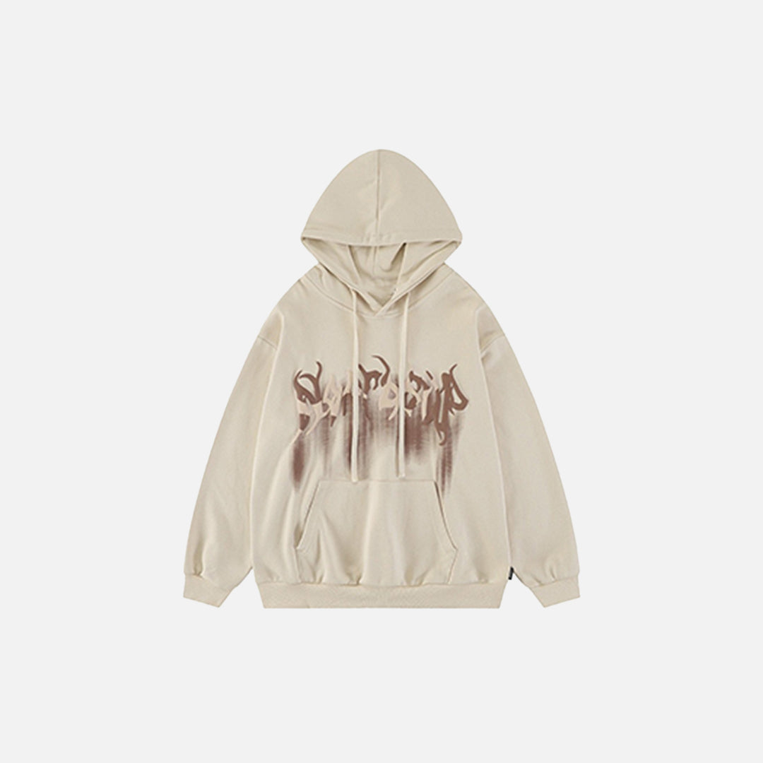 Wooden Retro Print Hoodie