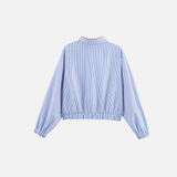 Breathable Striped Love Patch Zipper Shirt