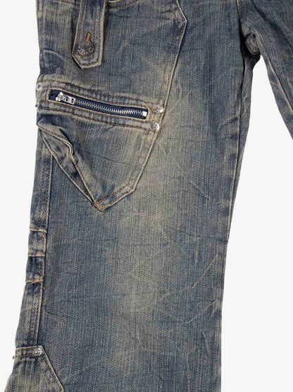 Stud Low-Rise Bootcut Jeans; Blue / S, Blue / M, Blue / L, Blue / XL