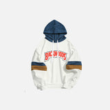 Backwoods Letter Print Patchwork Hoodie